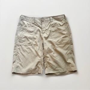 The North Face Shorts Sz 6 Womens Khaki Roll Tab Nylon Hiking Outdoors